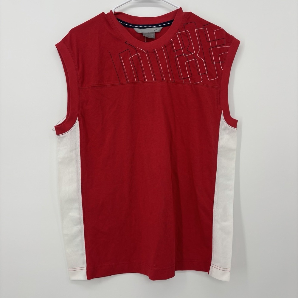 Vintage Nike Muscle Tank Top Spell out Mens Size Large Red NWT Sleeveless Y2K